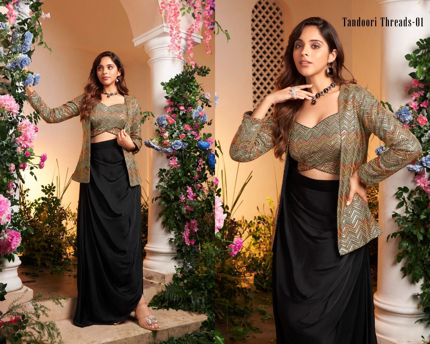 Designer Festive set with Cowl Skirt - SuratHausBerlin