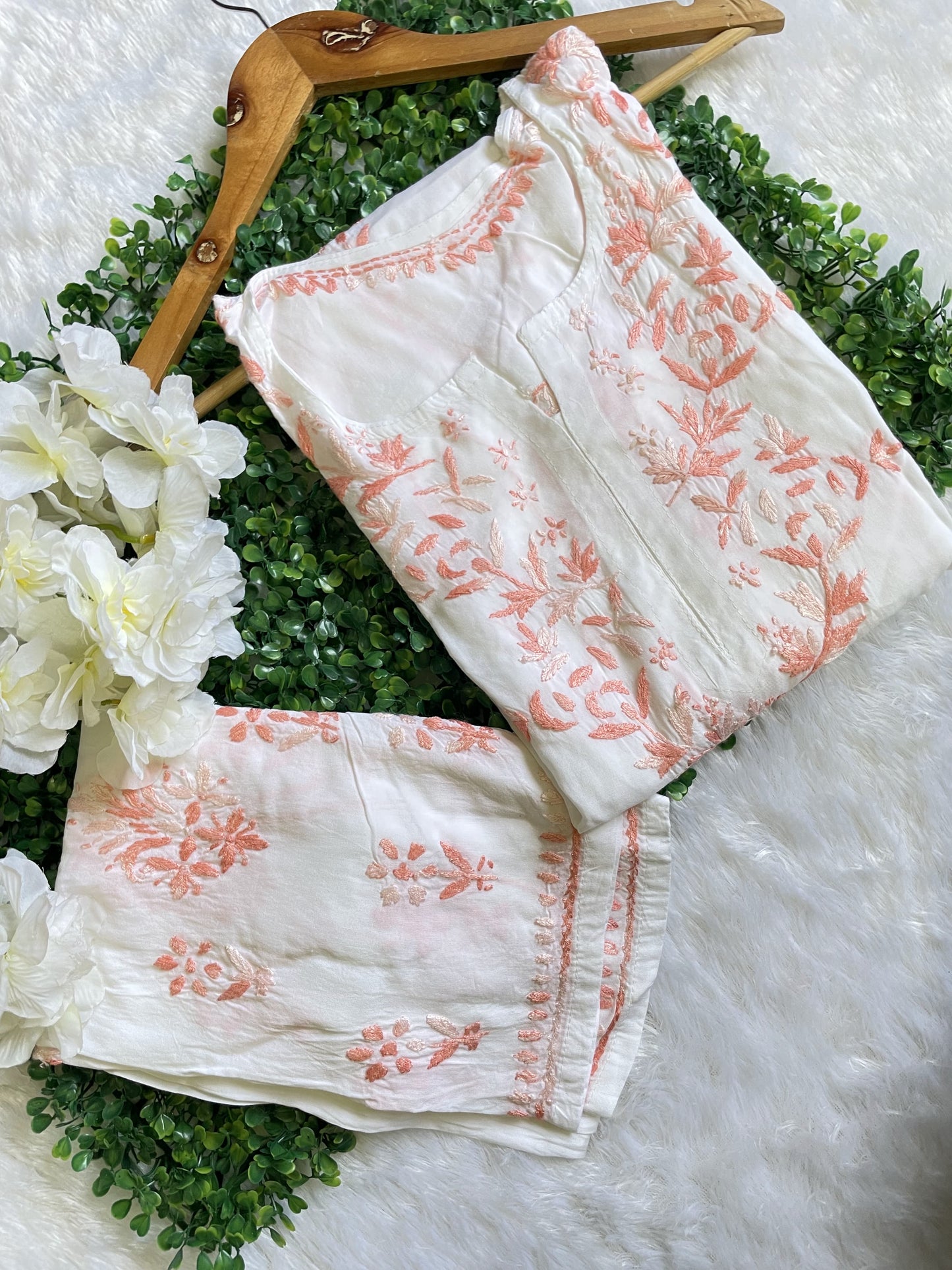 Rayon White Kurti Plazo set- pre order ! - SuratHausBerlin