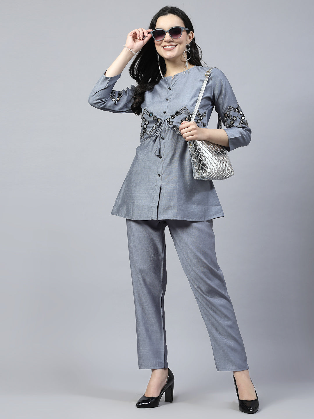 Grey Colour Co-Ord Set - SuratHausBerlin