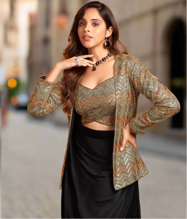 Designer Festive set with Cowl Skirt - SuratHausBerlin