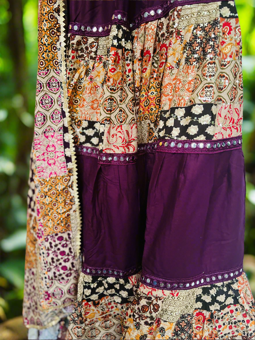 Navaratri Aubergine Pure Rayon Choli set - SuratHausBerlin