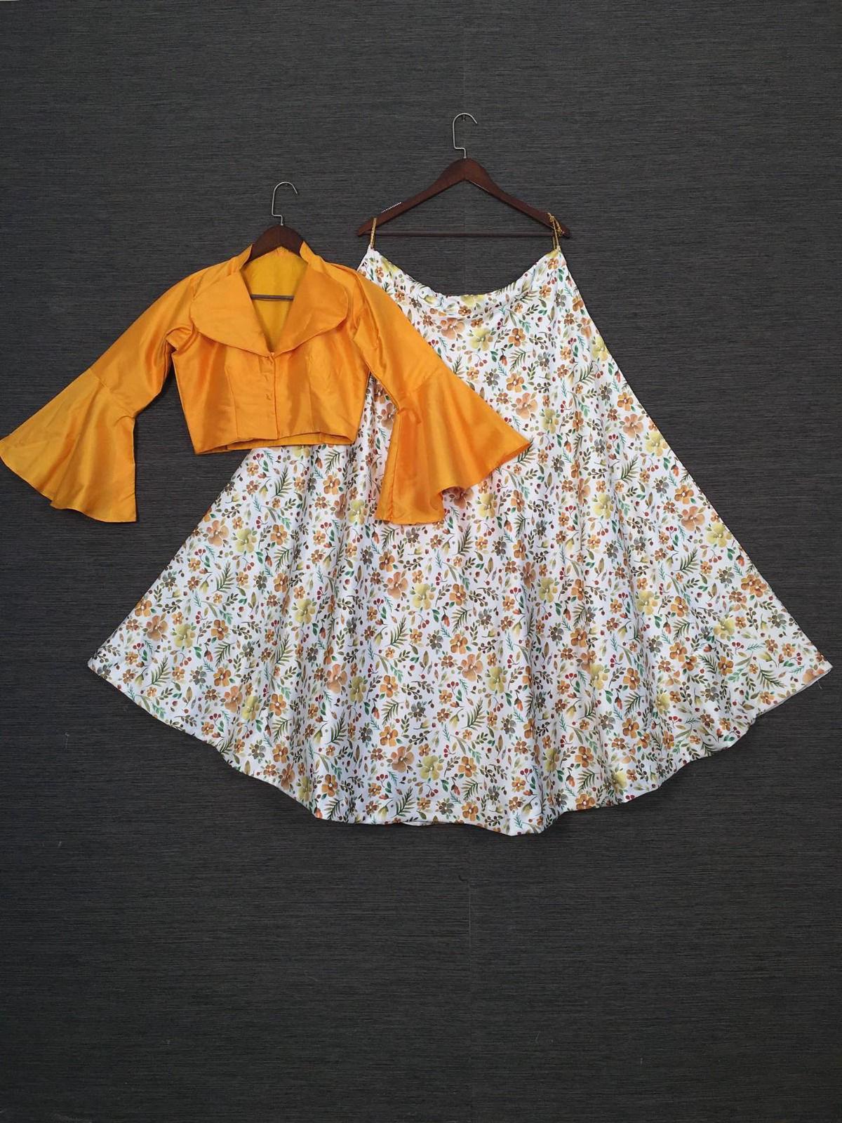 Floral Satin Modern Lehenga Choli - SuratHausBerlin