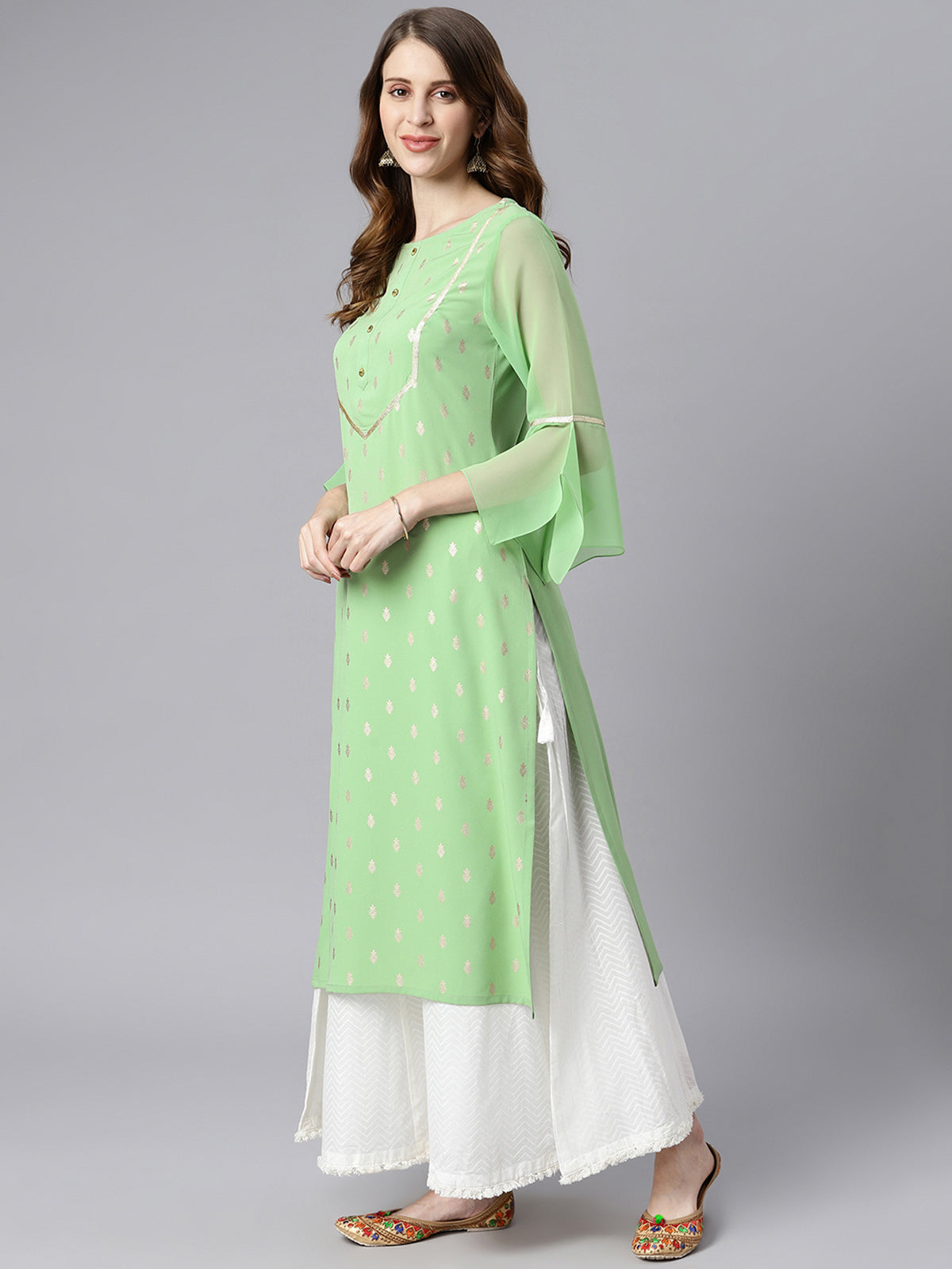 Parrot crepe A Line Kurta