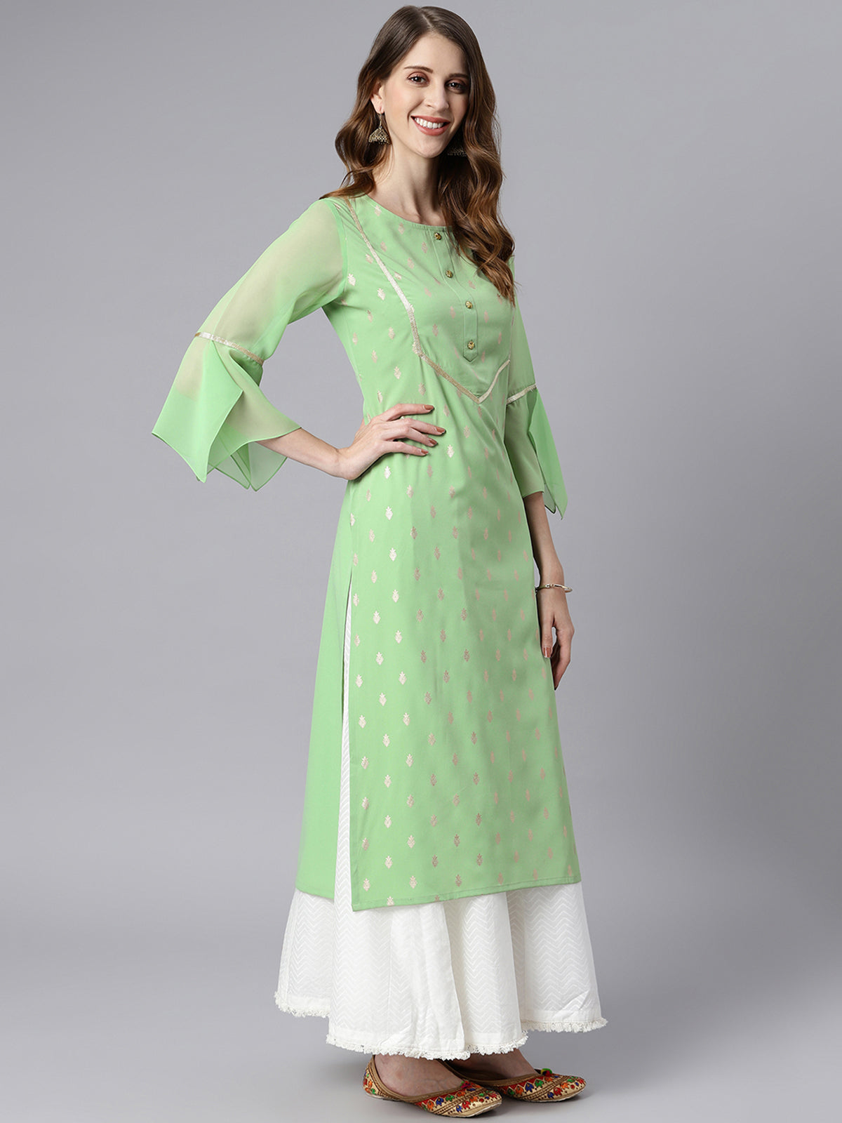 Parrot crepe A Line Kurta