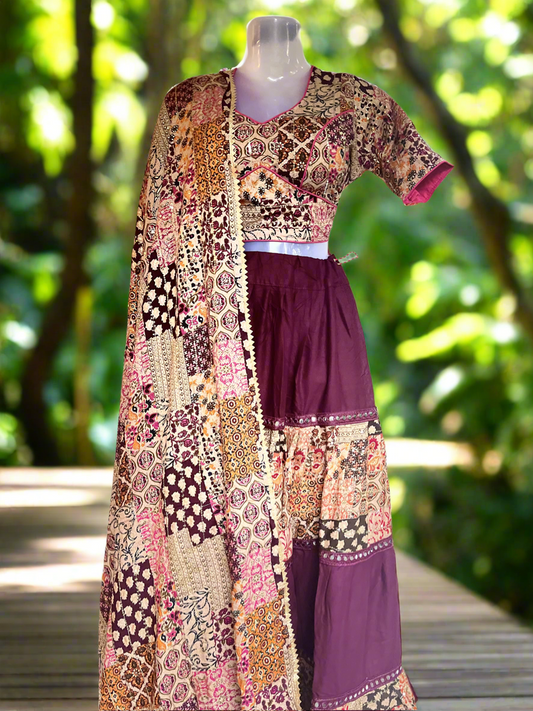 Navaratri Aubergine Pure Rayon Choli set