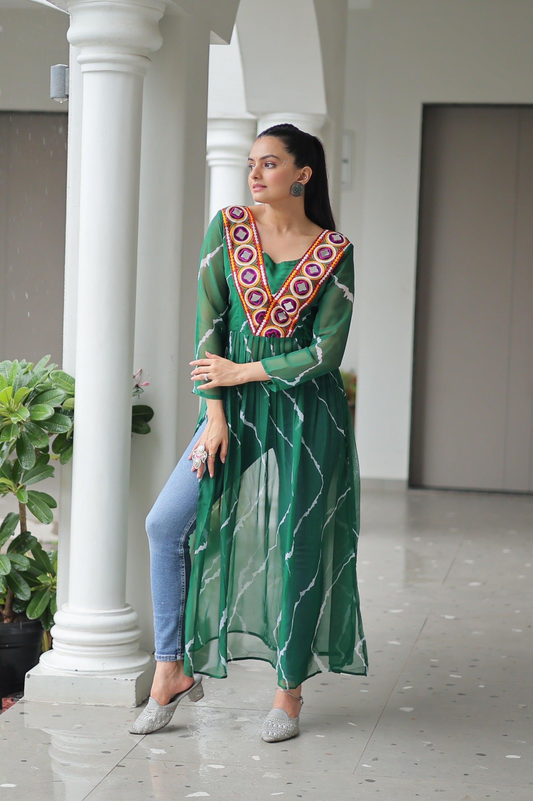 Kutchi Style Leherya long kurti -one size - SuratHausBerlin 
