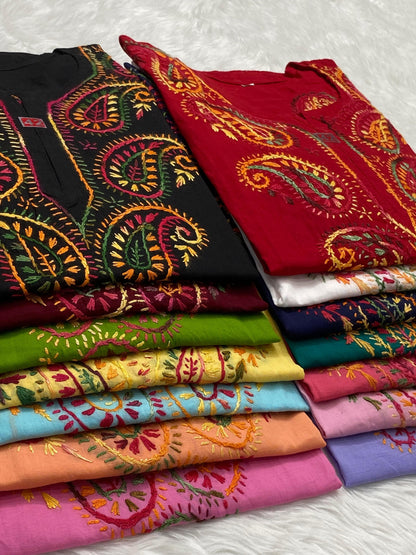Short Kashmiri cotton Chikankari