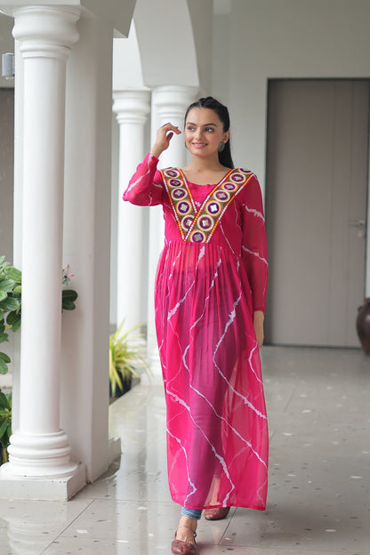 Kutchi Style Leherya long kurti -one size - SuratHausBerlin 
