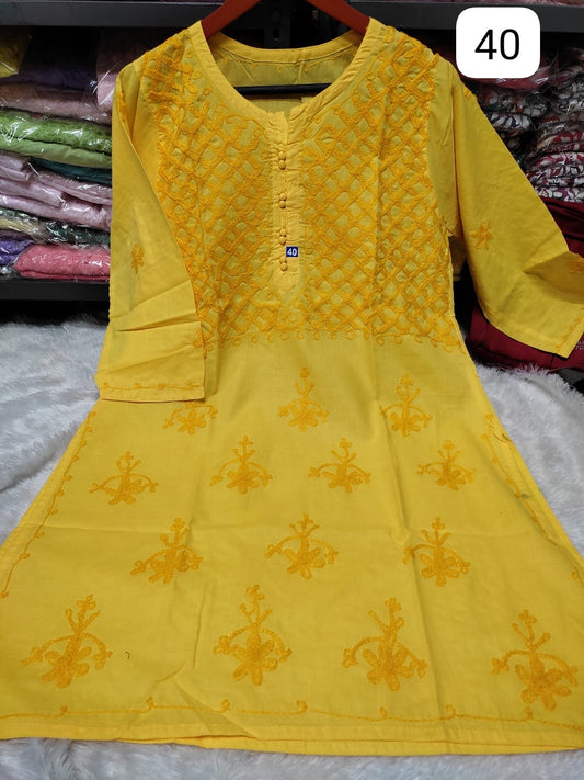 Yellow short cotton kurti