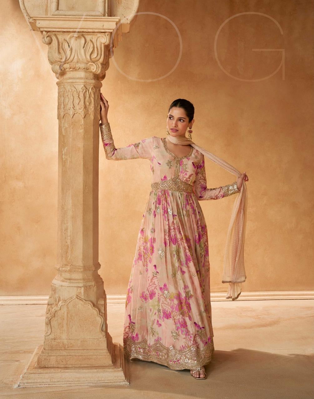 Pastel pink Festive Gown Set - Designer Collection