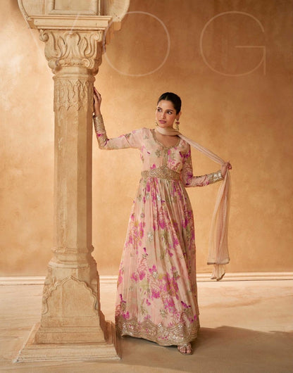 Pastel pink Festive Gown Set - Designer Collection