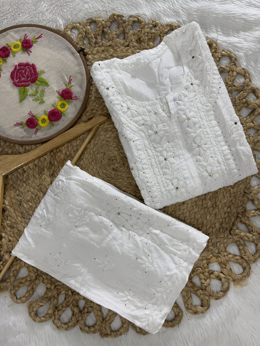 White Lucknowi Handwork exclusive set