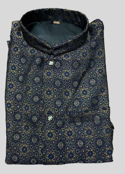 New Designer Mens IndoWestern heavy jacquard Paithani Style Velvet Dhoti