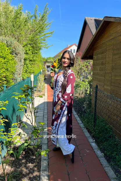 Lucknowi Modal Kurti- Chocolate Rose - SuratHausBerlin 