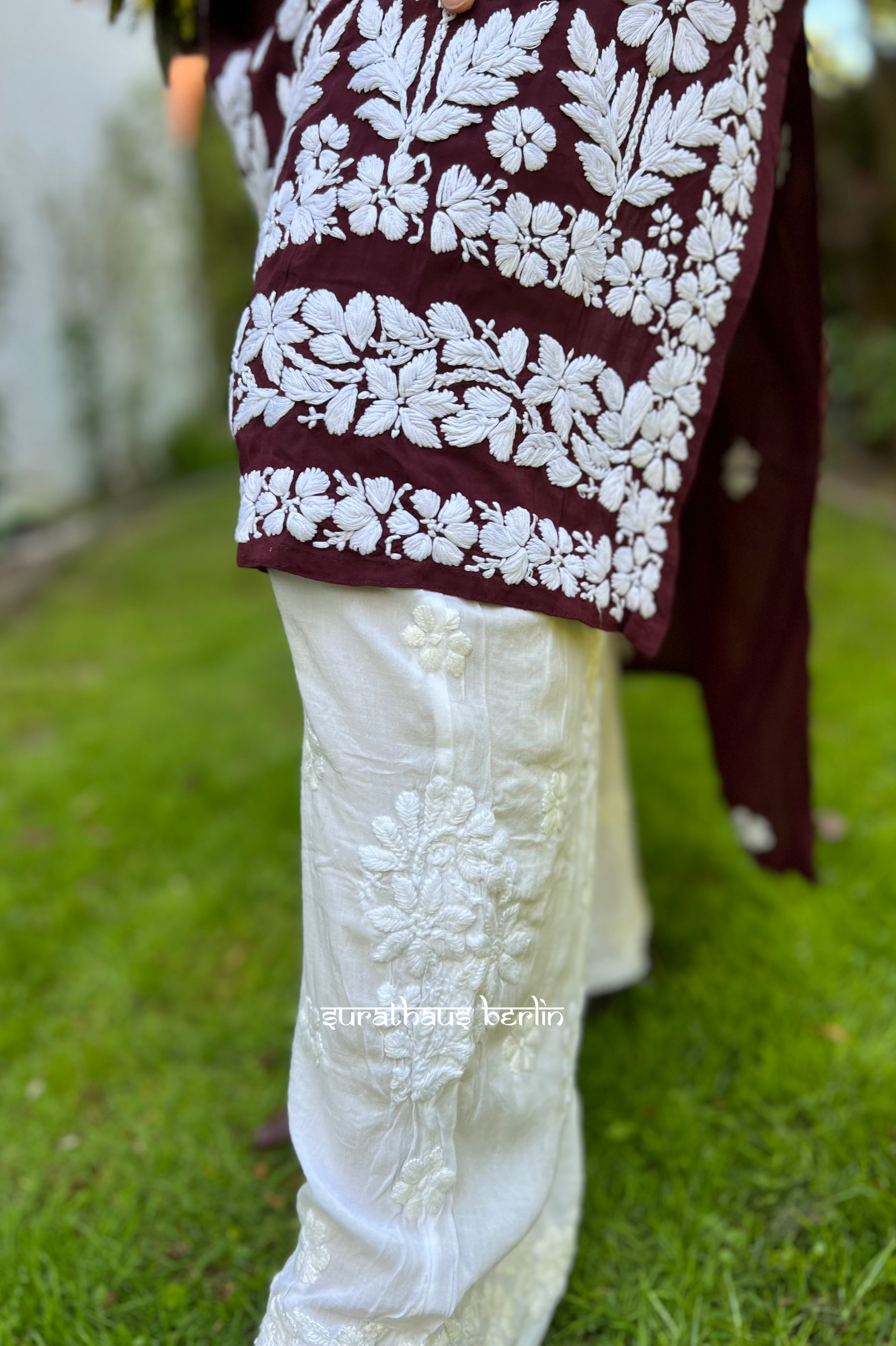 Lucknowi Modal Kurti- Chocolate Rose - SuratHausBerlin 