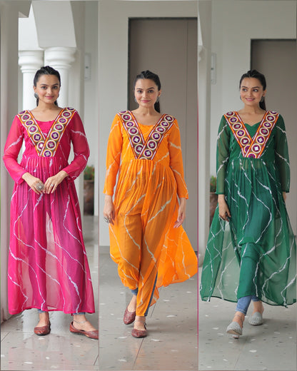Kutchi Style Leherya long kurti -one size - SuratHausBerlin 