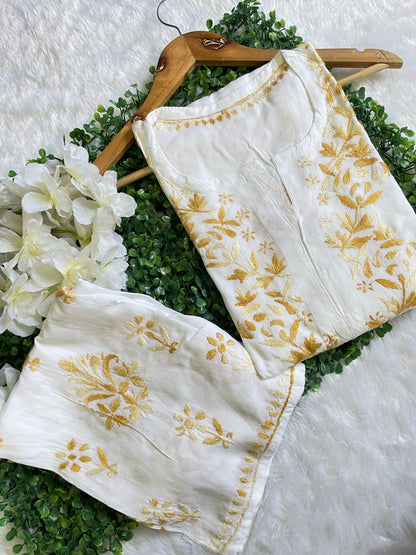 Rayon White Kurti Plazo set- pre order ! - SuratHausBerlin 