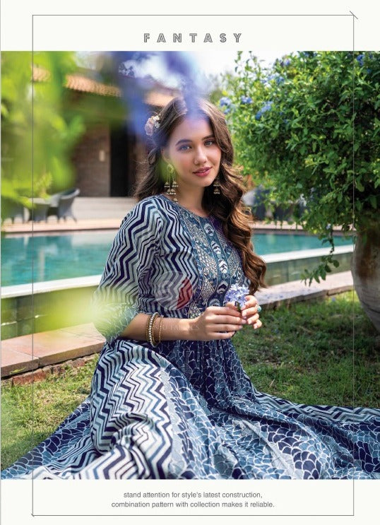Premium Malai Cotton Dress With Digital Print mirror handwork - SuratHausBerlin 