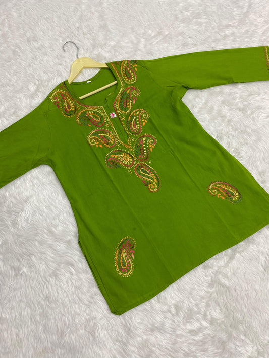 Short Kashmiri cotton Chikankari