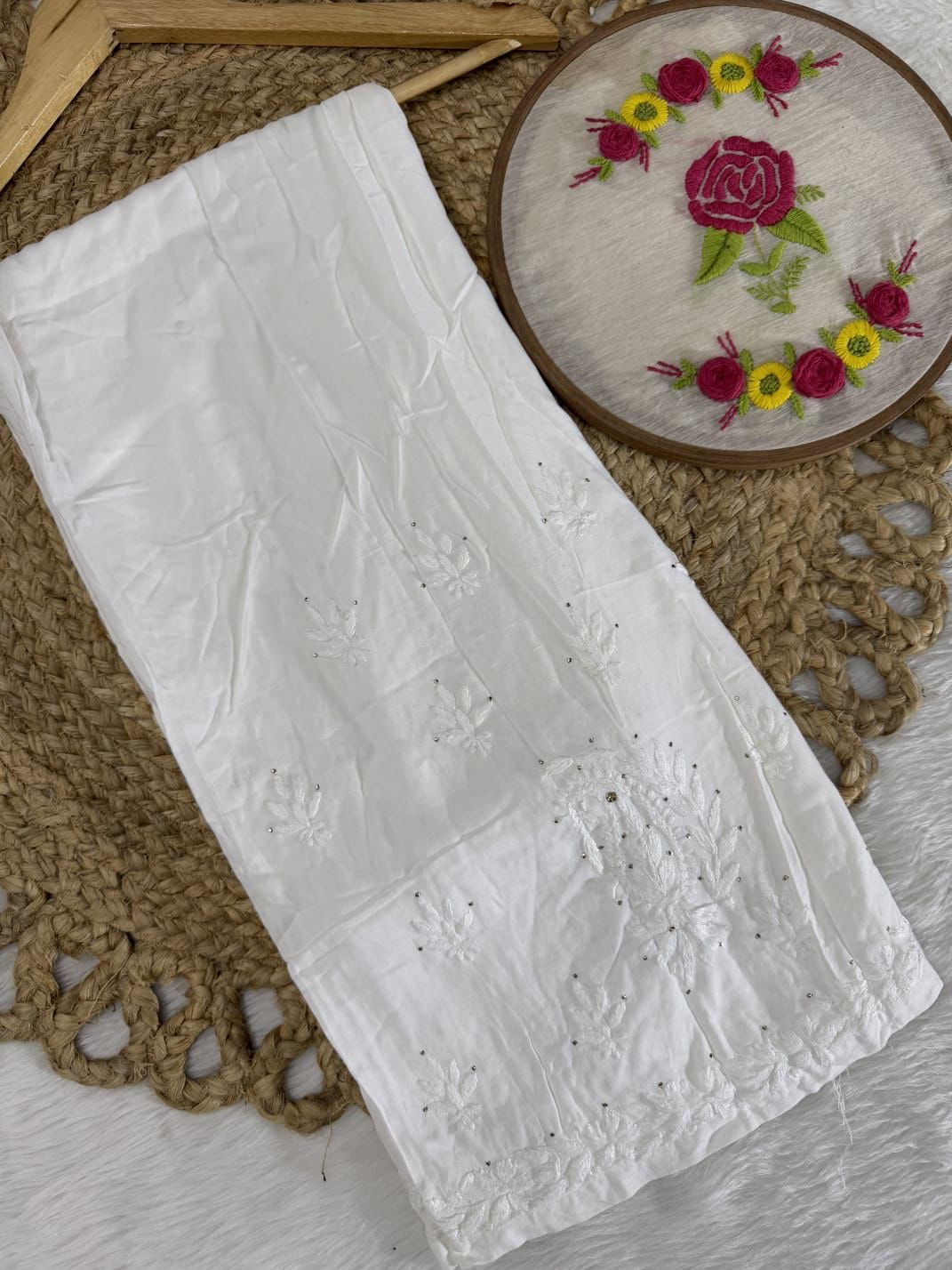 White Lucknowi Handwork exclusive set