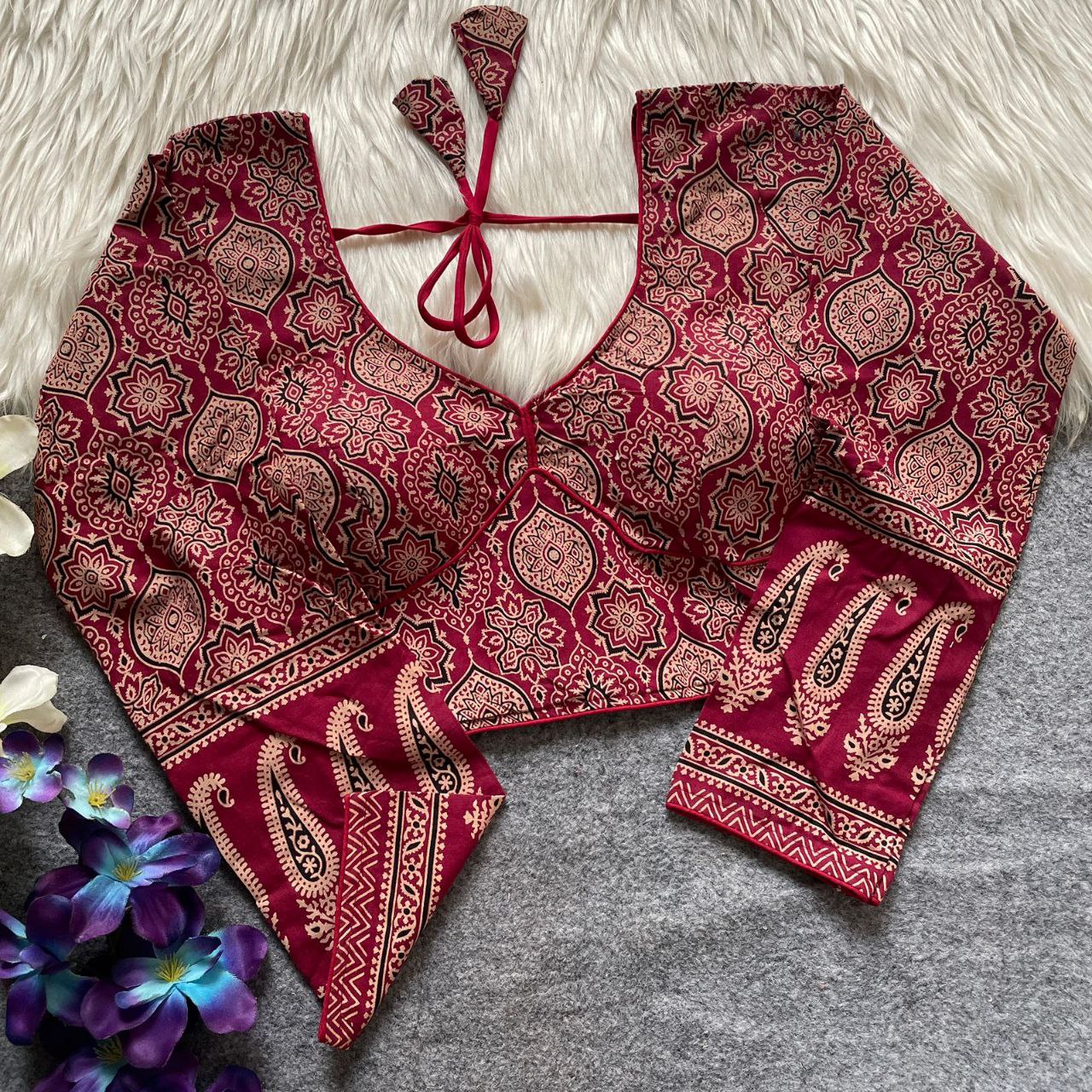 Ajrakh Cotton full sleeve Blouse - SuratHausBerlin 