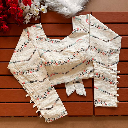 Pure Khadi cotton full sleeve designer blouse