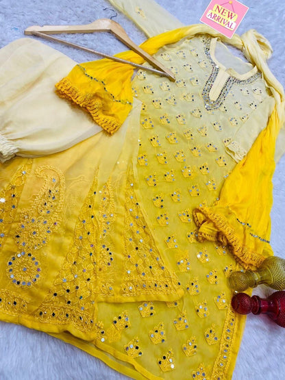 Lucknawi Chikankari in Jaal mirror work