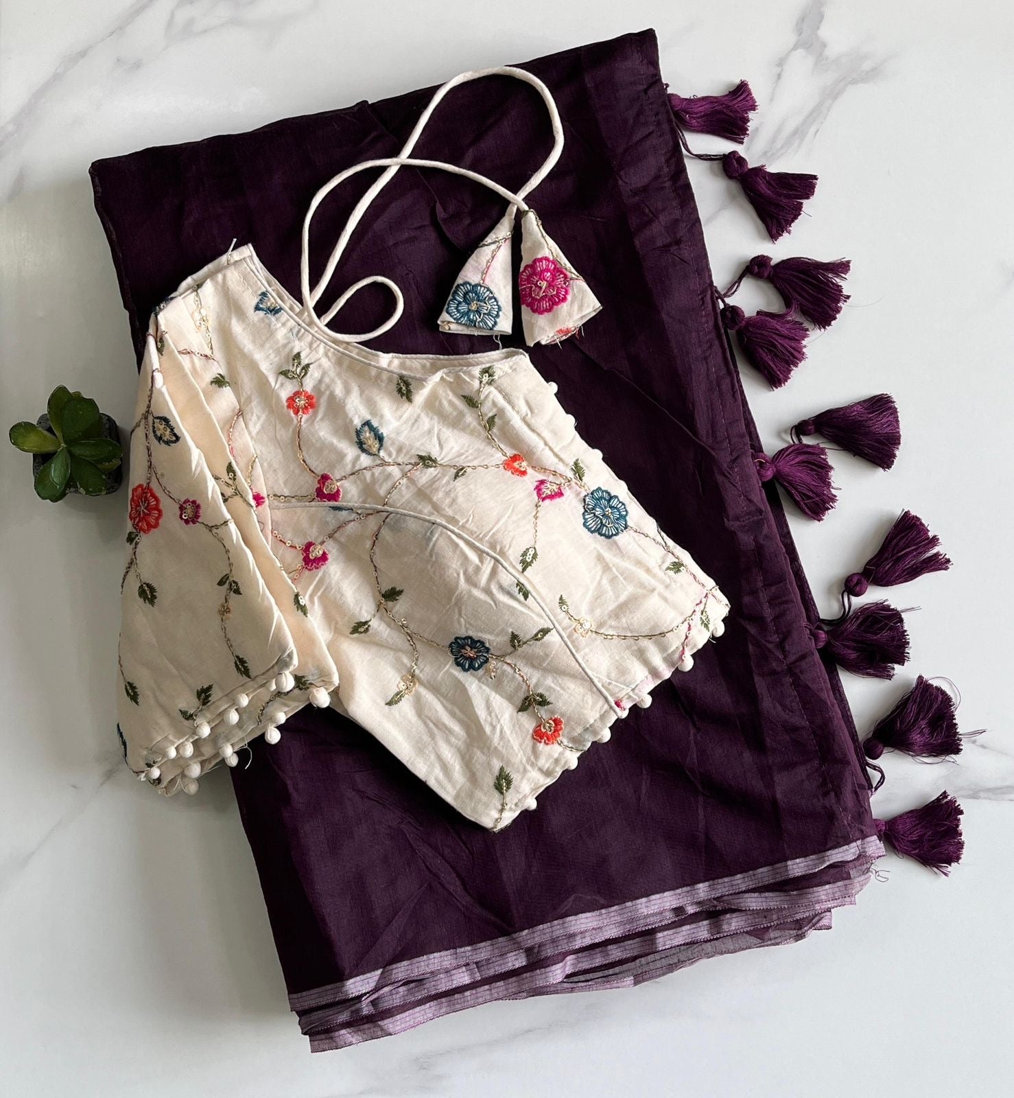 Khadi Saree with stitched Blouse - SuratHausBerlin 
