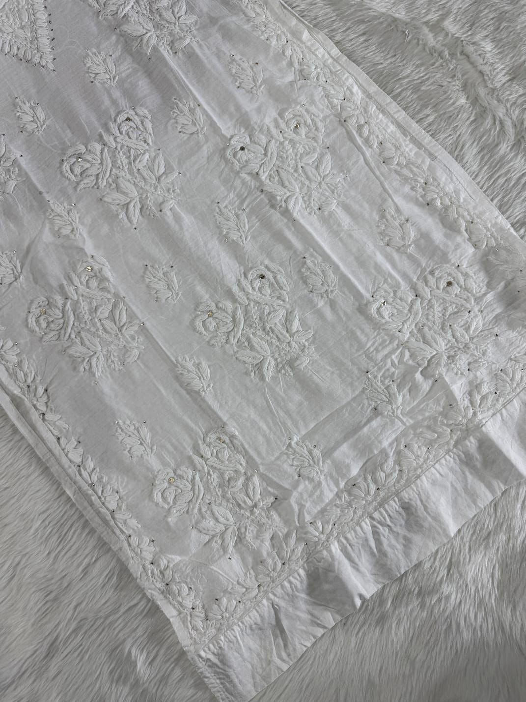 White Lucknowi Handwork exclusive set