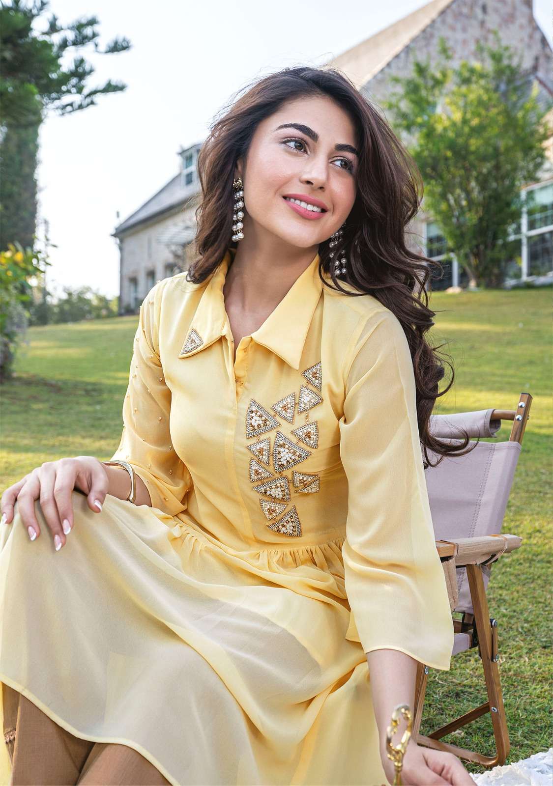 Designer stone handwork lime co-ord set with fancy pant - SuratHausBerlin 