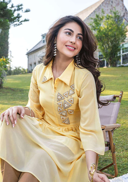 Designer stone handwork lime co-ord set with fancy pant - SuratHausBerlin 