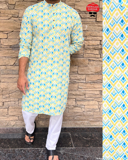 KURTA FÜR MÄNNER AUS BAUMWOLLE MIT DRUCK