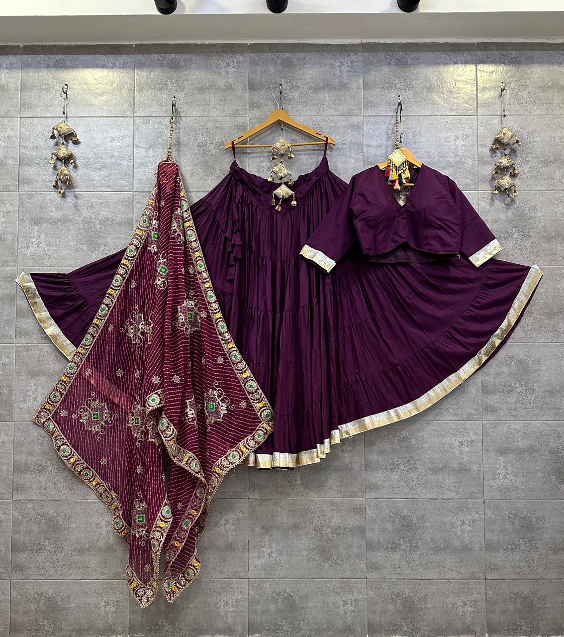 Cotton Chaniya Choli 12mtr Full flair in Pure Cotton