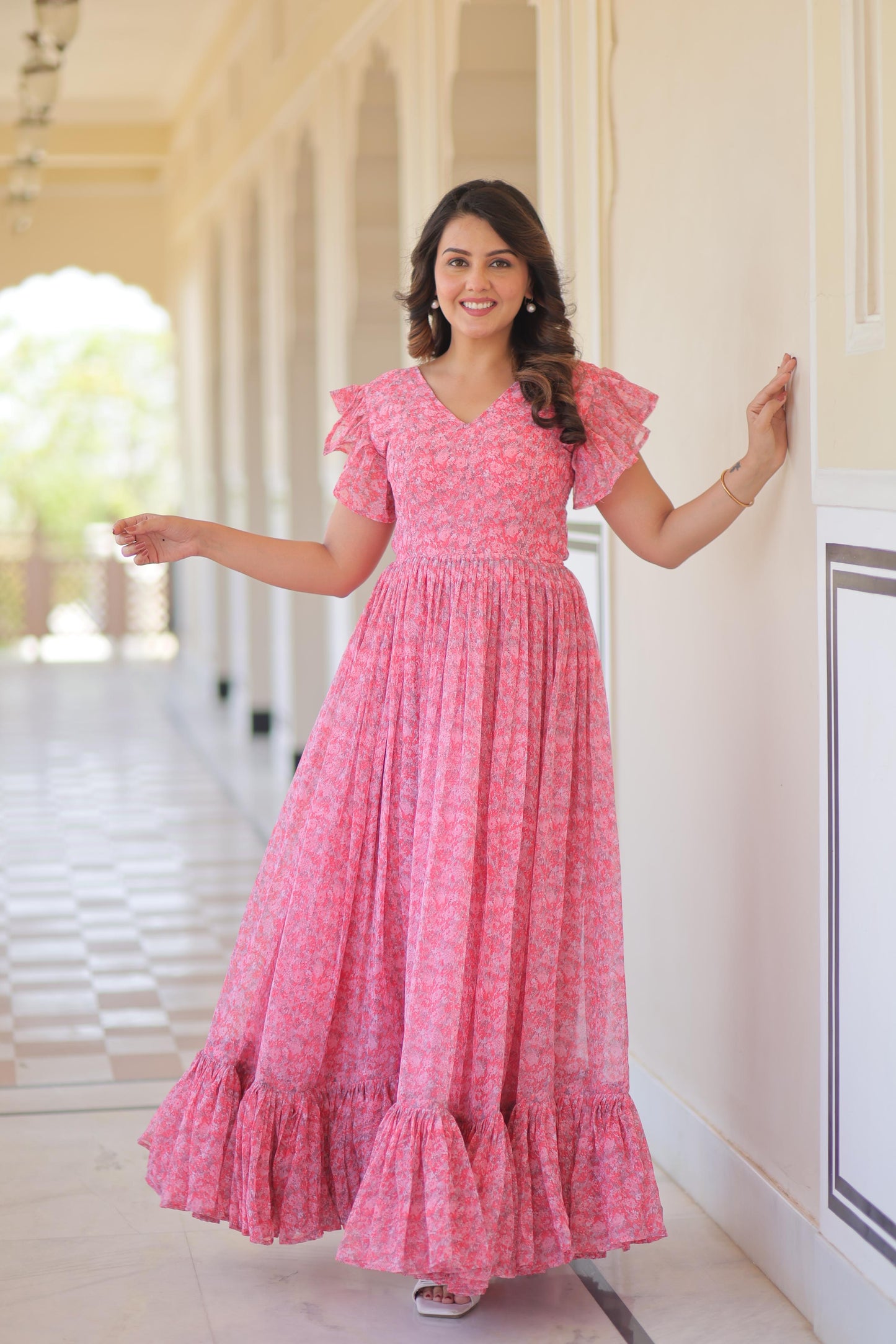Summer Gown Georgette 7mtr Flair - SuratHausBerlin 