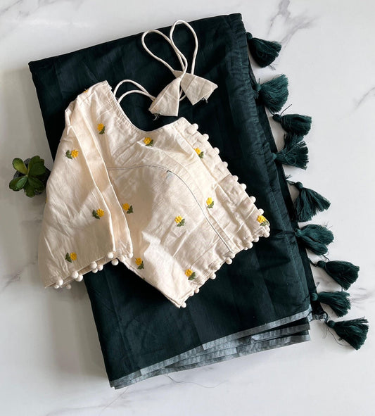Khadi Saree with stitched Blouse - SuratHausBerlin 
