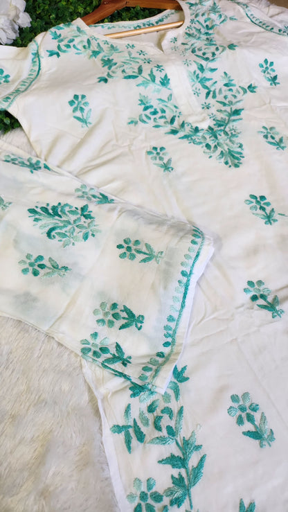 Rayon White Kurti Plazo set- pre order ! - SuratHausBerlin 