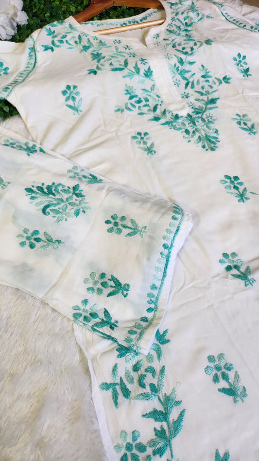 Rayon White Kurti Plazo set- pre order !