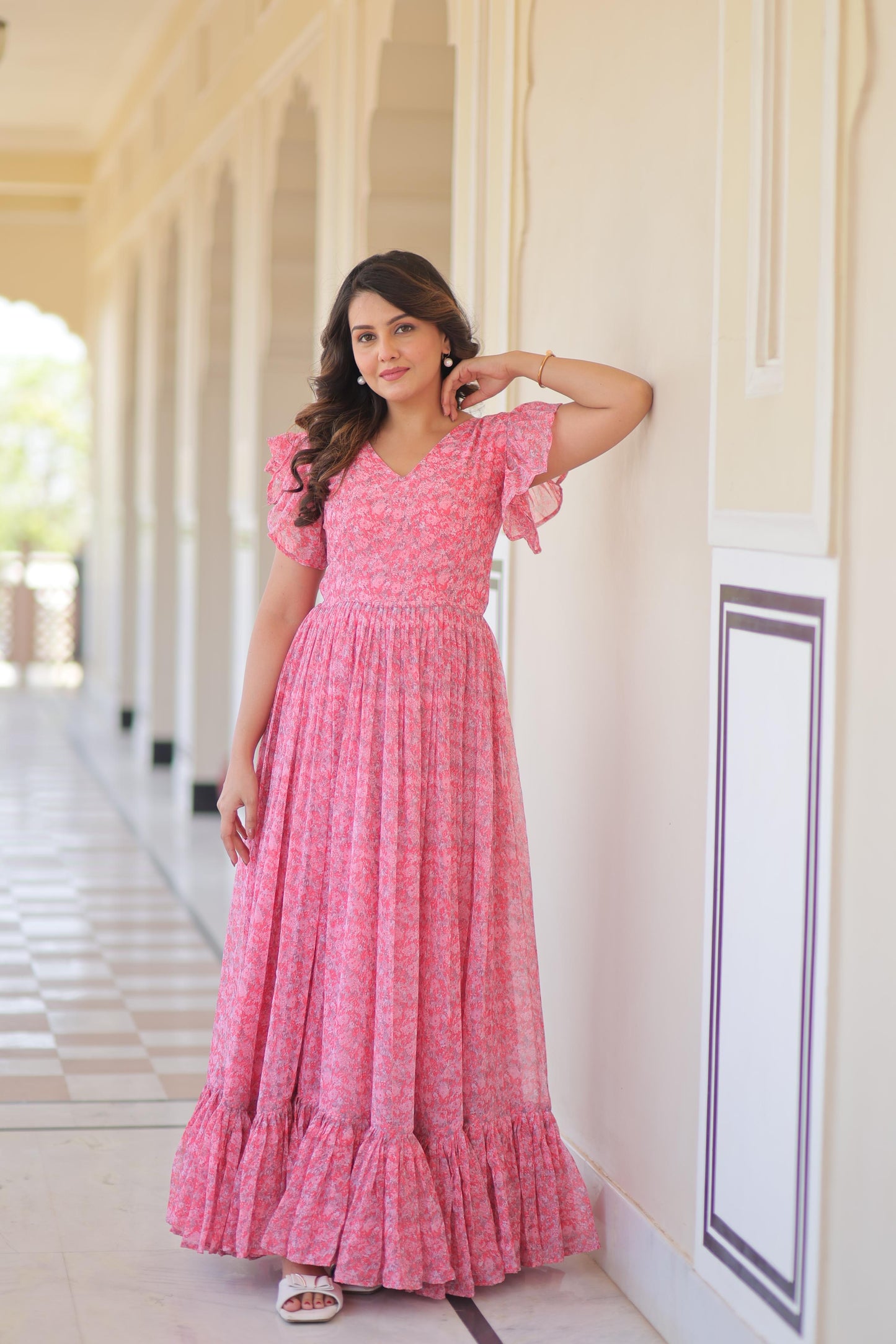 Summer Gown Georgette 7mtr Flair - SuratHausBerlin 