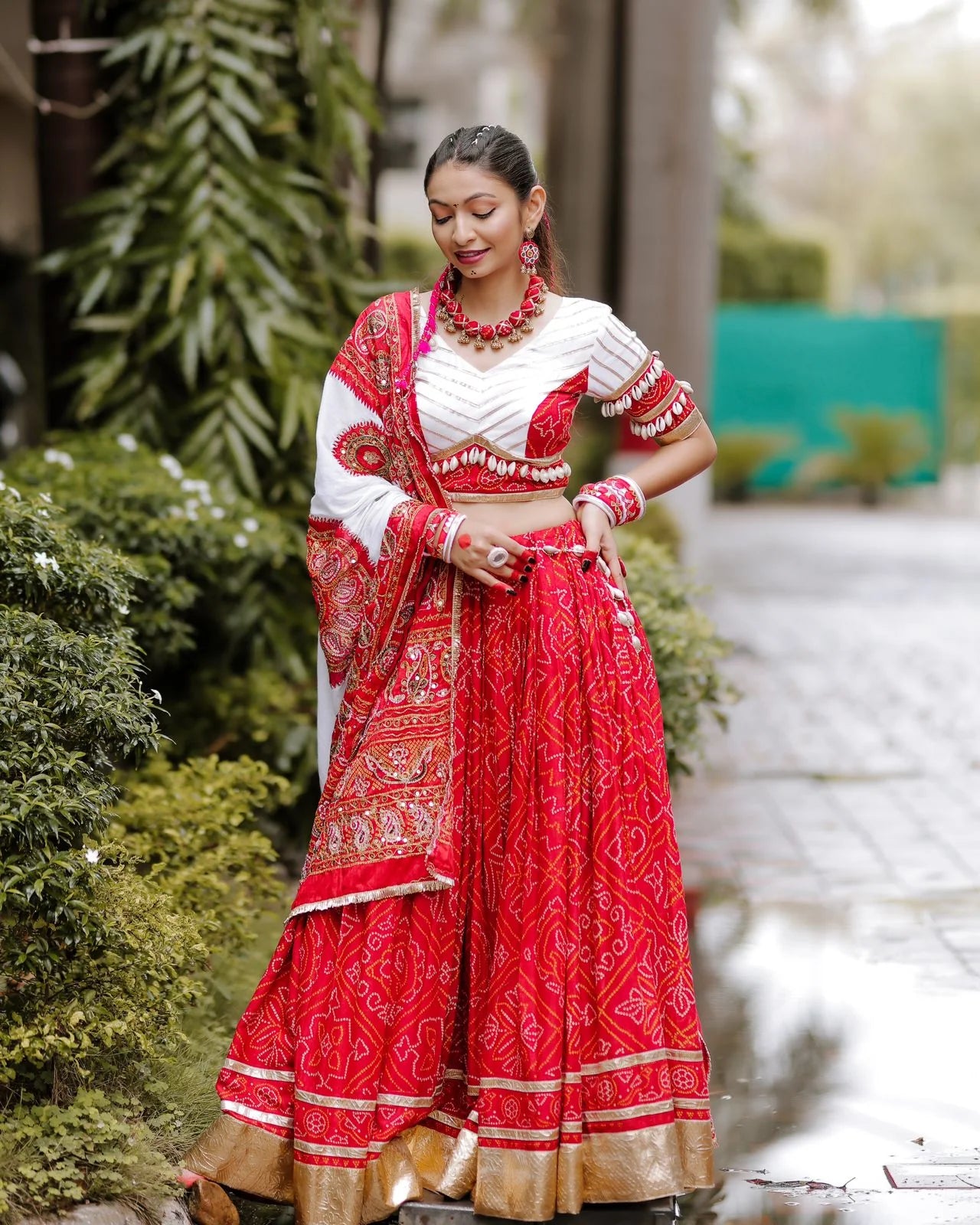 RED BANDHANI CHANIYA CHOLI - Handmadeaholic