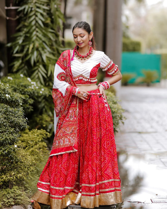 RED BANDHANI CHANIYA CHOLI - Handmadeaholic