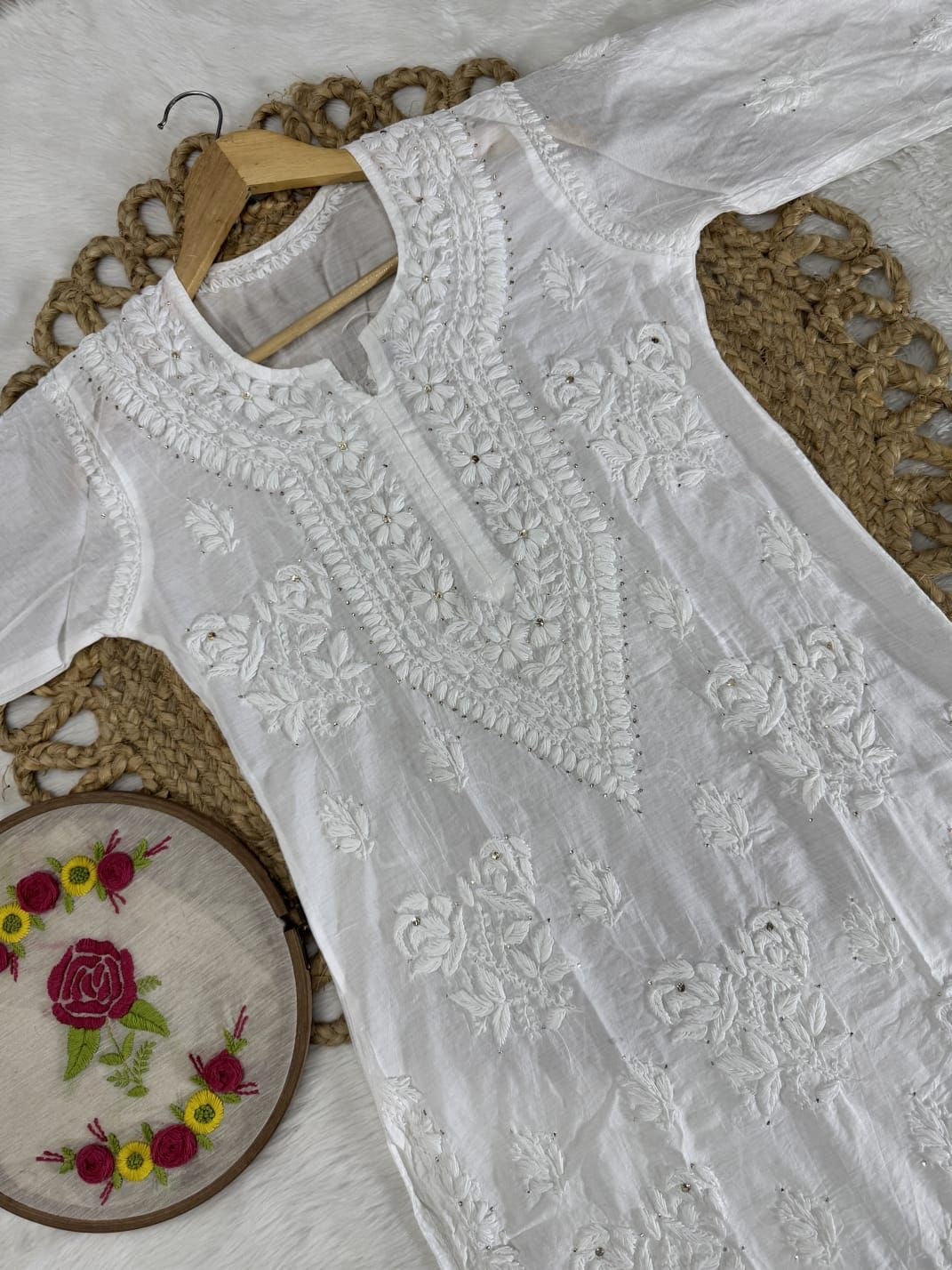 White Lucknowi Handwork exclusive set