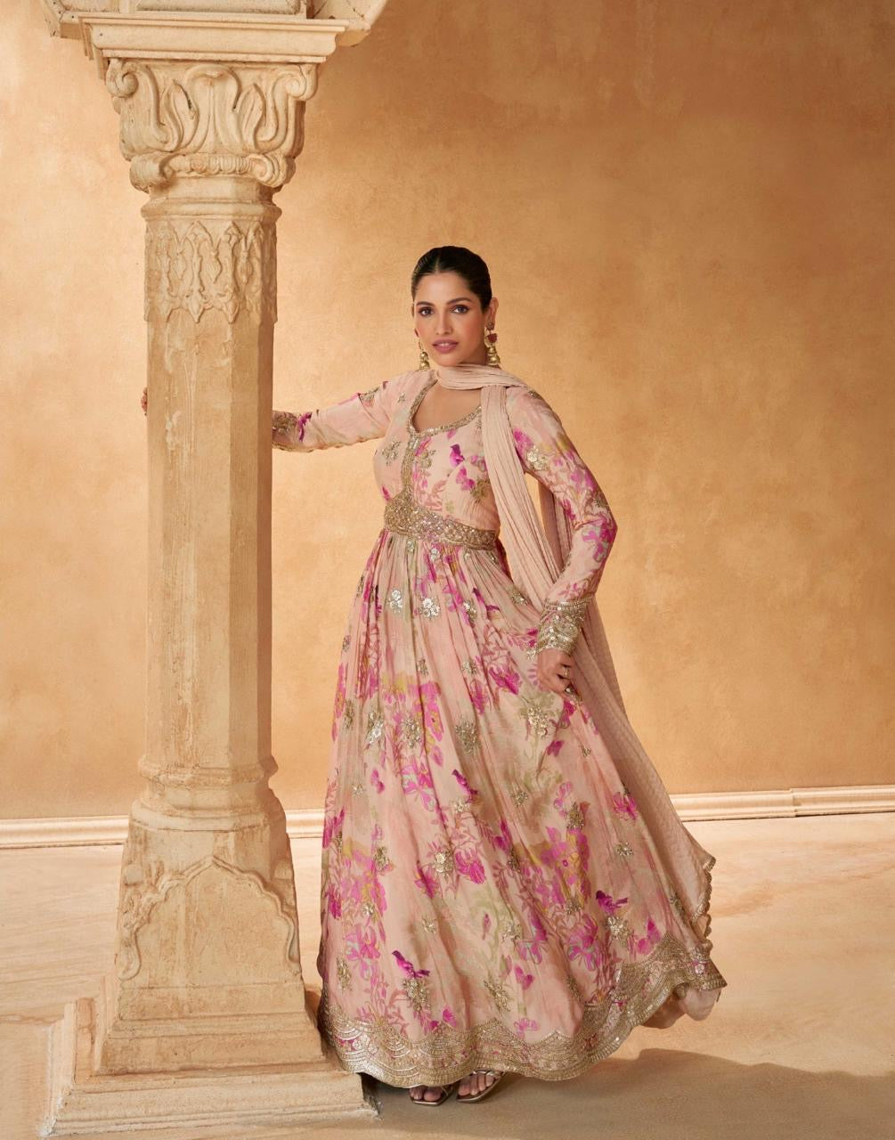 Pastel pink Festive Gown Set - Designer Collection