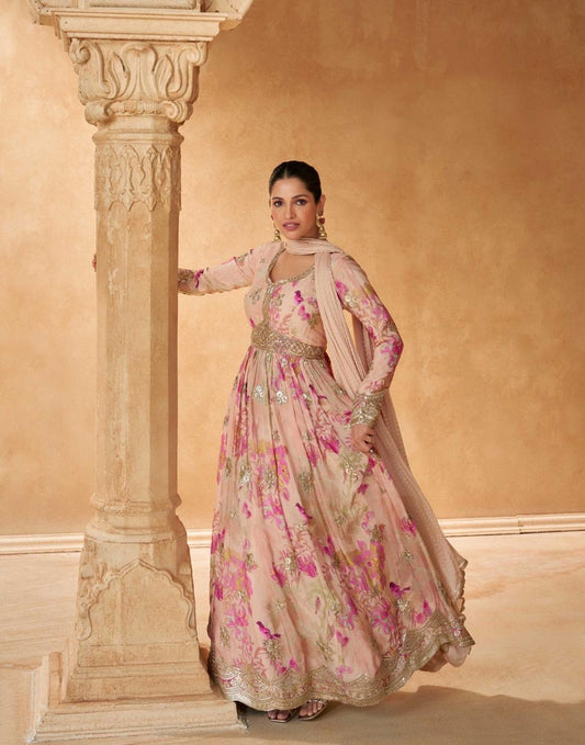 Pastel pink Festive Gown Set - Designer Collection