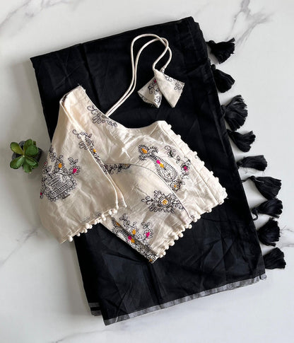 Khadi Saree with stitched Blouse - SuratHausBerlin 