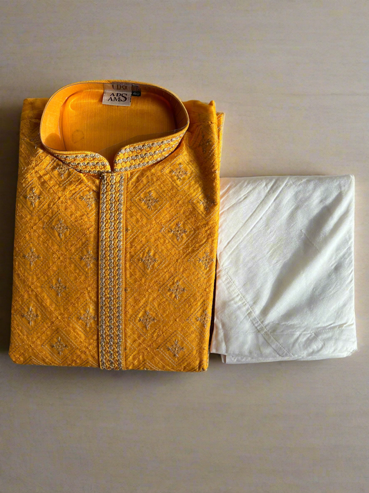 Mustard festive men kurta pant set - SuratHausBerlin 