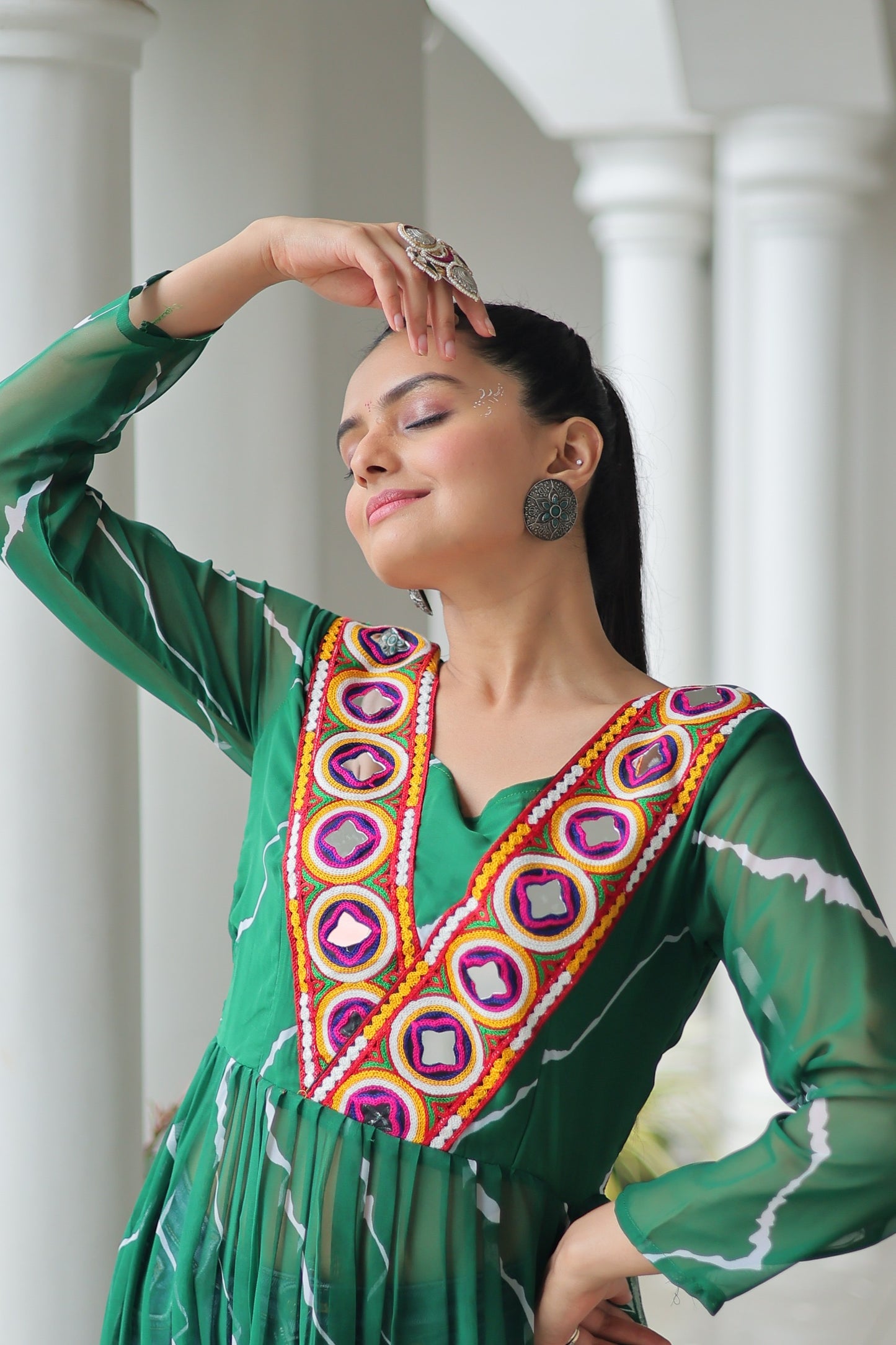 Kutchi Style Leherya long kurti -one size - SuratHausBerlin 