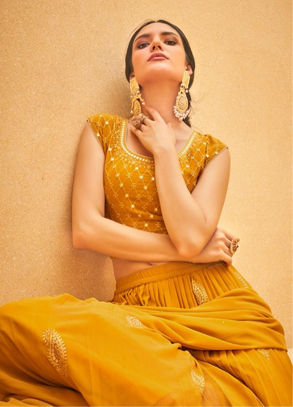 Pure Georgette Indo Western Lehenga - SuratHausBerlin 