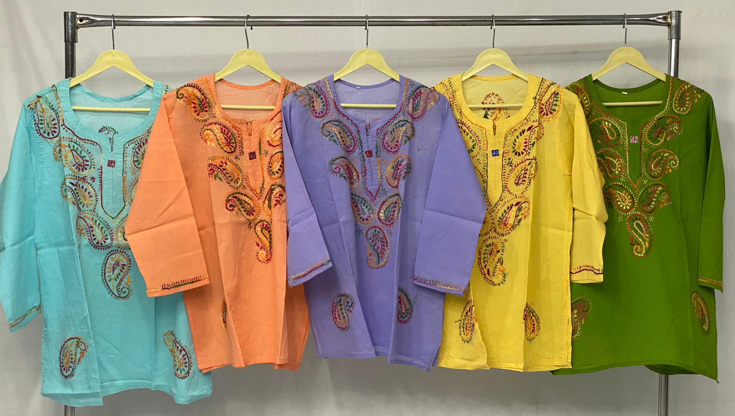 Short Kashmiri cotton Chikankari