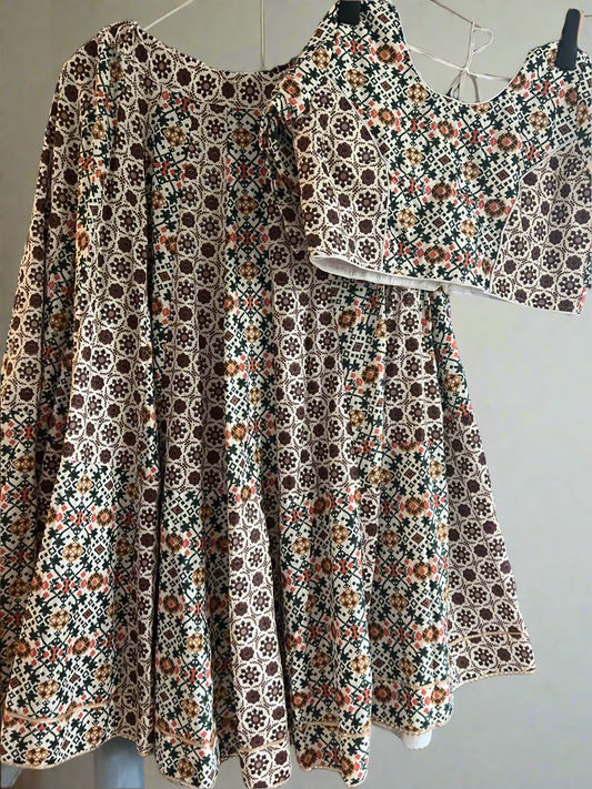 Pure Jaipur Cotton Block printed Blouse and Skirt set -Chaniya Choli