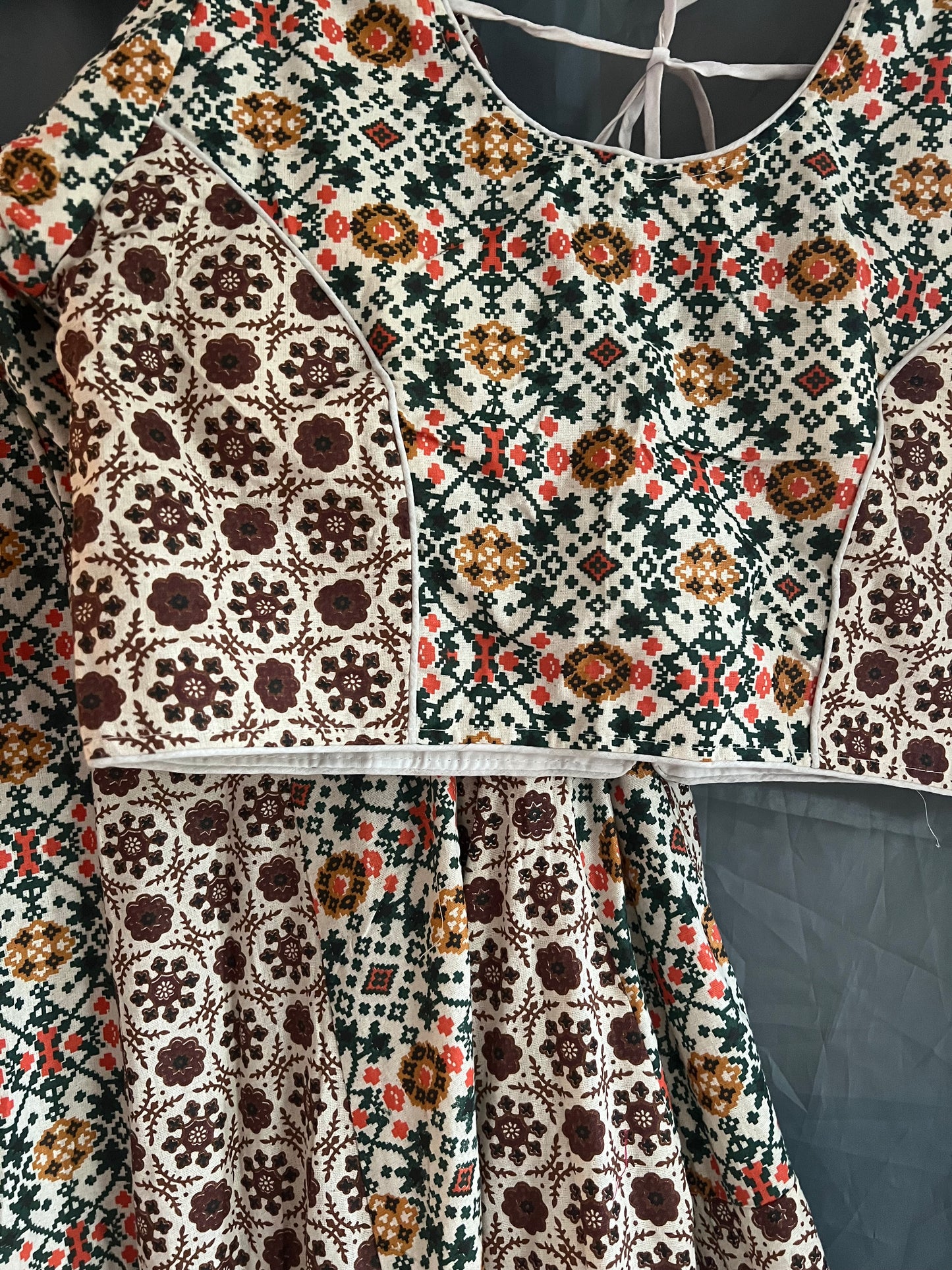 Pure Jaipur Cotton Block printed Blouse and Skirt set -Chaniya Choli